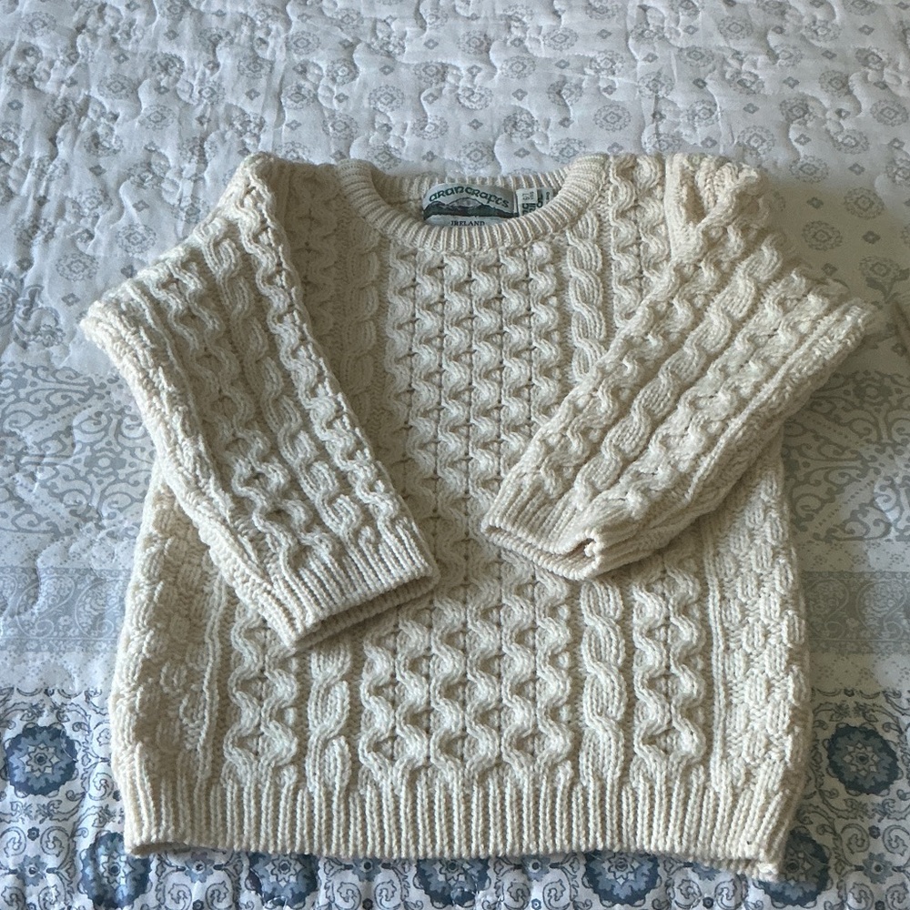Aran Crafts child Cream Cable Knit Sweater